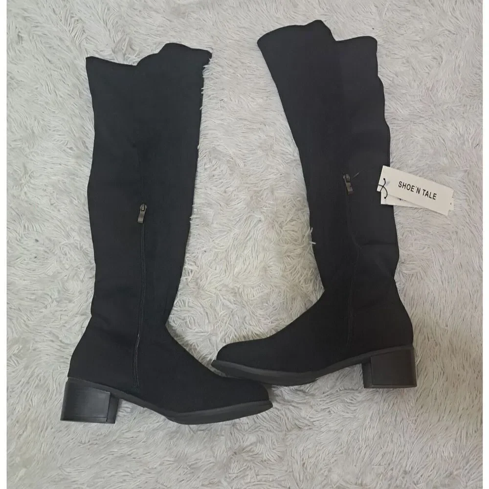 Shoe'N Tale Boots‎ Women Size 9 Faux Suede Stretch Over The Knee Thigh High